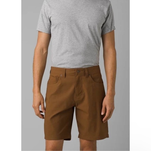 Prana Brion Men's Bermuda Shorts Brown Stretch Nylon Fabric Size 38 Waist - Picture 1 of 8